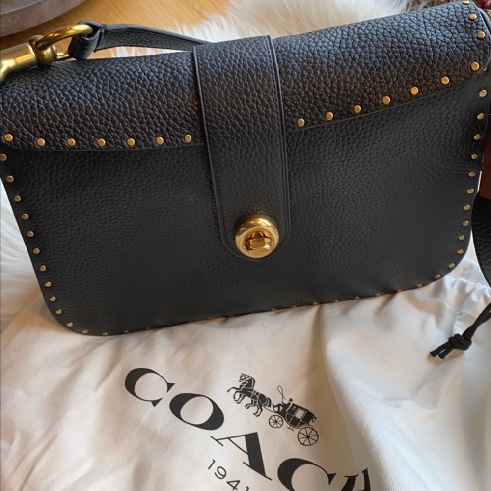 Coach Page 27 black pebble leather bag